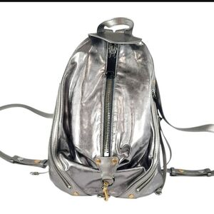 REBECCA MINKOFF Chrome silver medium JULIAN backpack/ purse/bag
